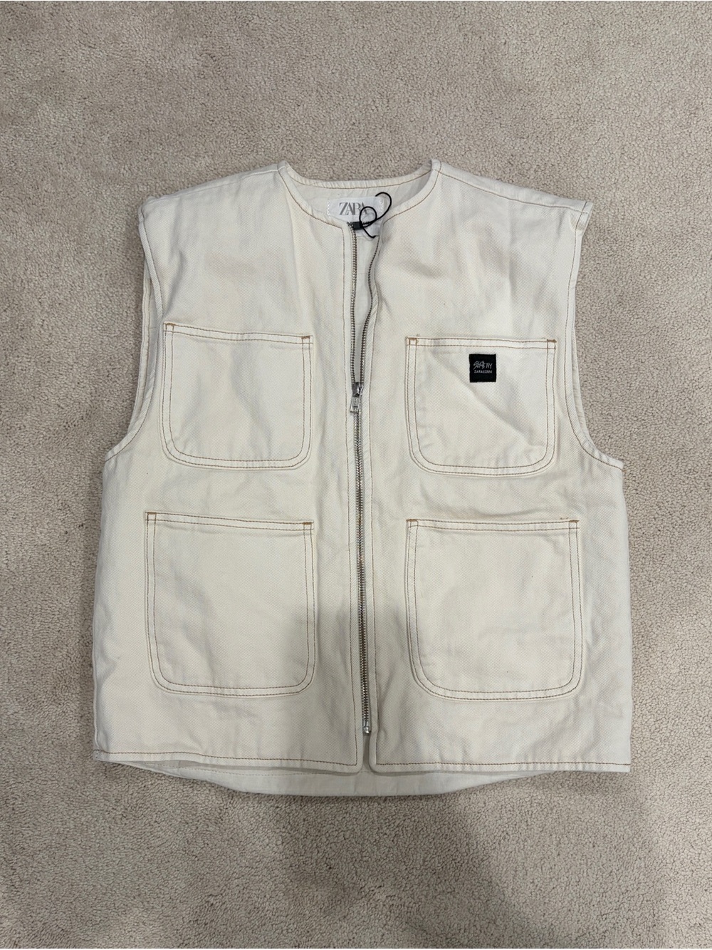 Zara Kids Ivory Utility Vest 9-10 140